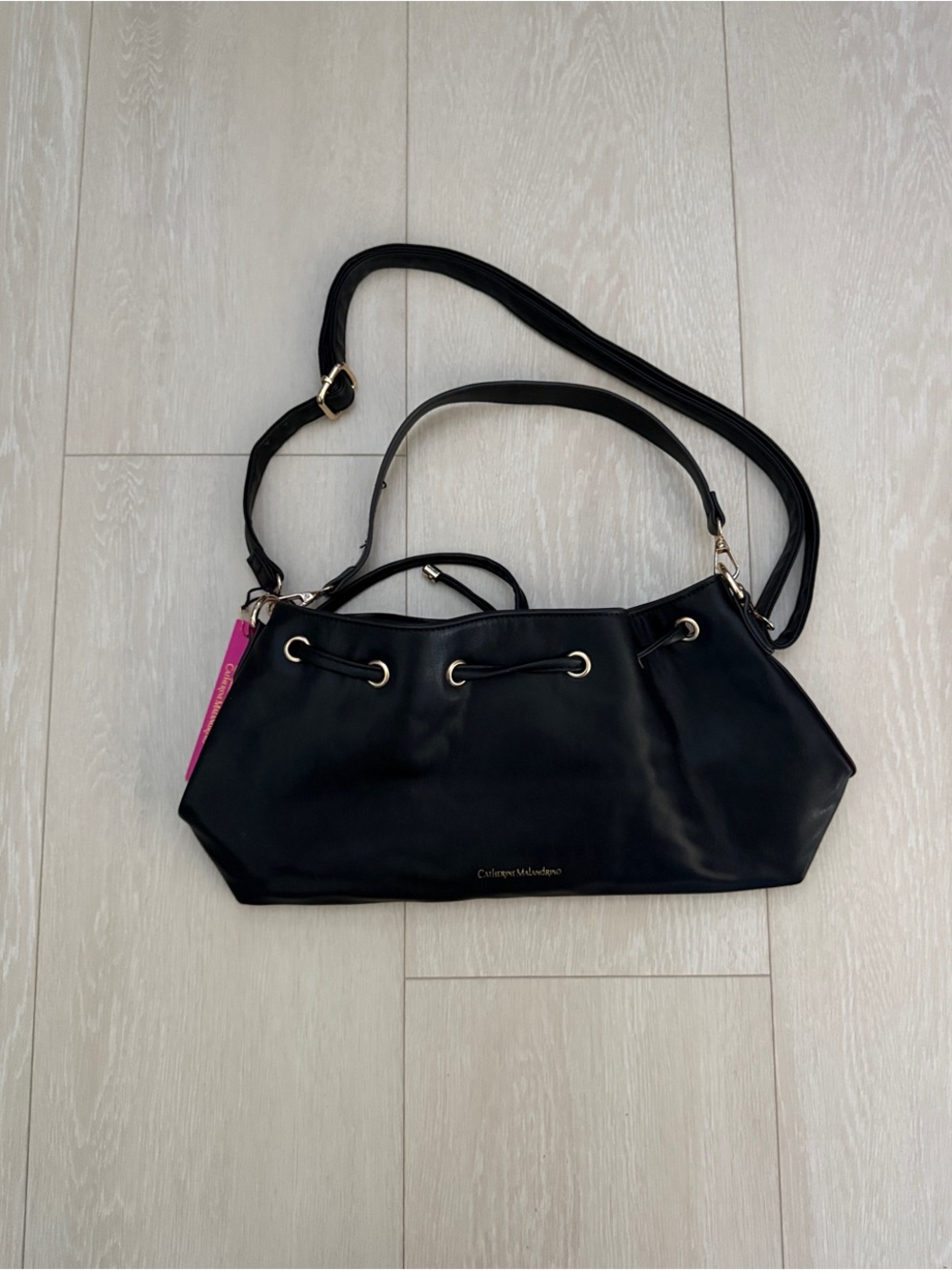 Catherine Malandrino Black Shoulder Bag with Gold Eyelets